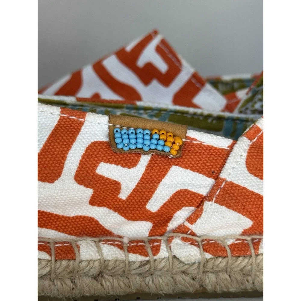 Ubuntu Life Handmade Orange And White Checkerboard Afridrilles Sz 7.5 Espadrille